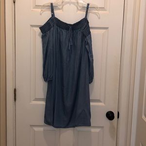 Off the shoulder blue jean dress